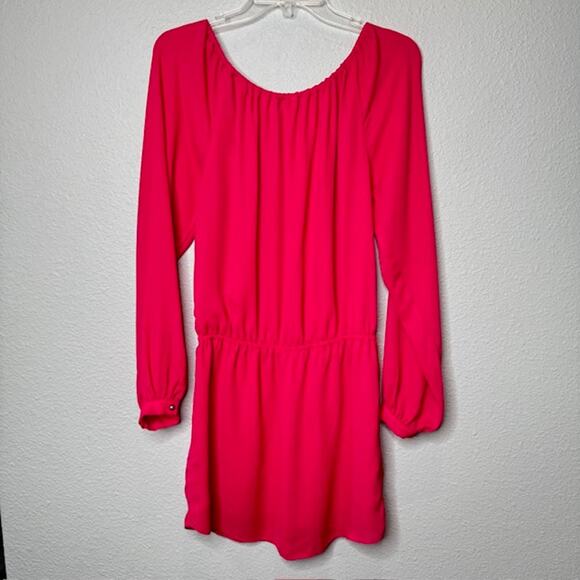 Vintage Cache Flowy Chiffon Pink Mini Dress Medium - Picture 7 of 13